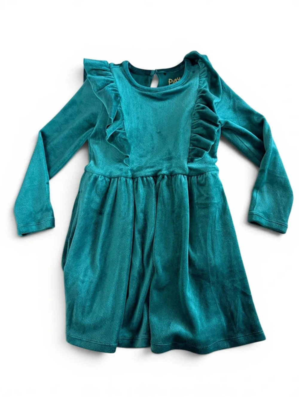 4T Little Sleepies Velvet Green Dress EUC